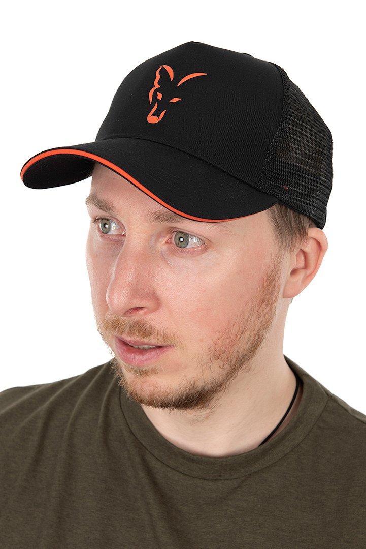 FOX COLLECTION TRUCKER CAP BLACK ORANGE
